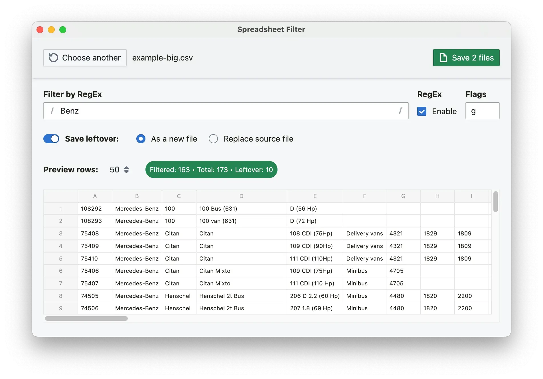 Spreadsheet filter machine — app to quickly filter any CSV, XLSX, XLS file